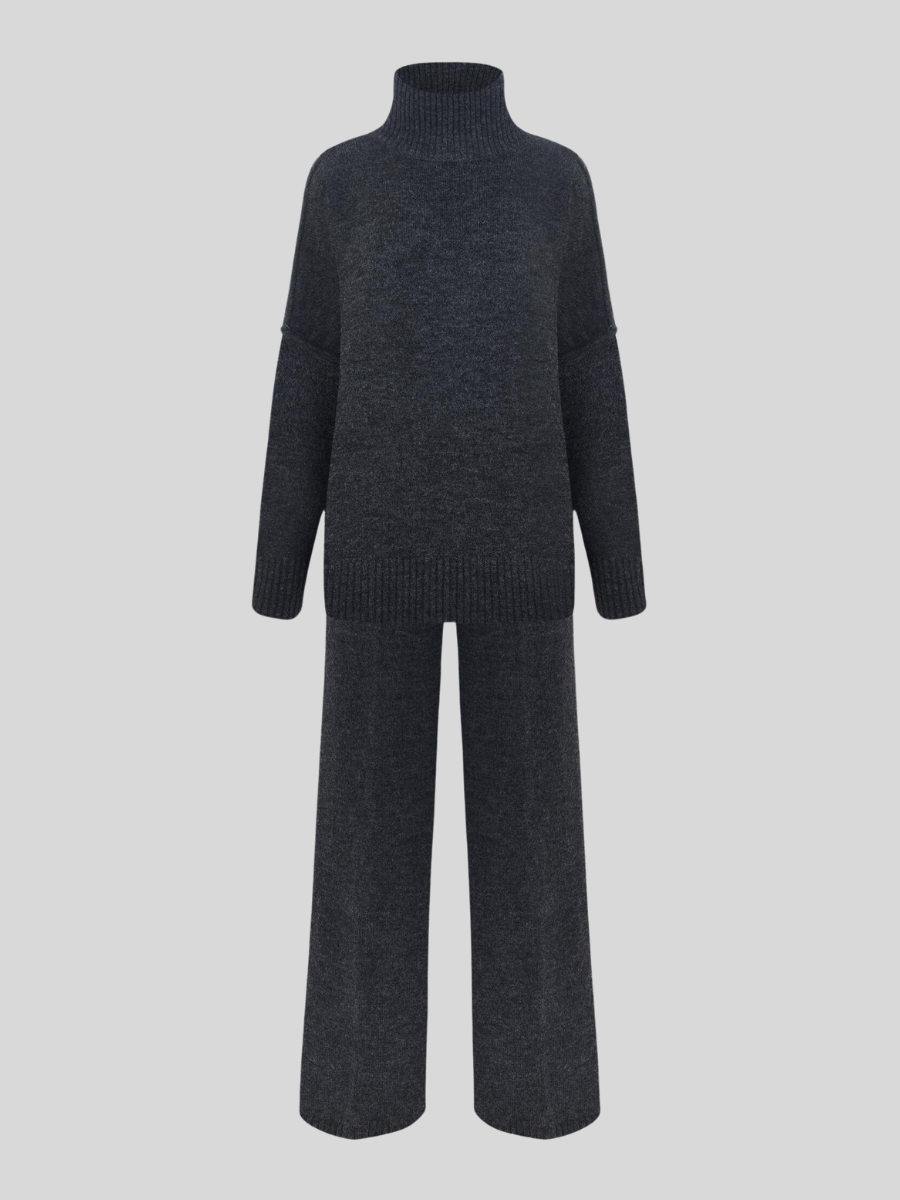 Turtleneck Knit Pants Set