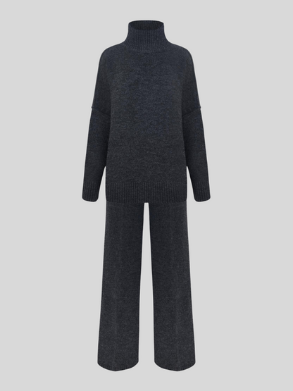 Turtleneck Knit Pants Set