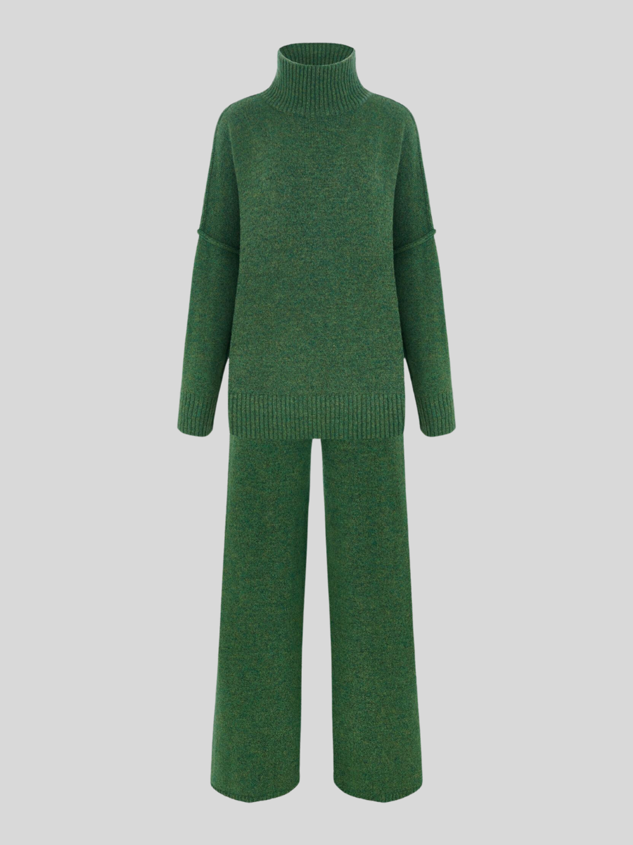 Turtleneck Knit Pants Set