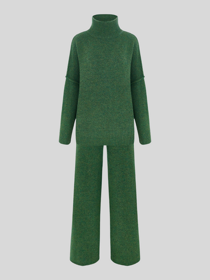 Turtleneck Knit Pants Set