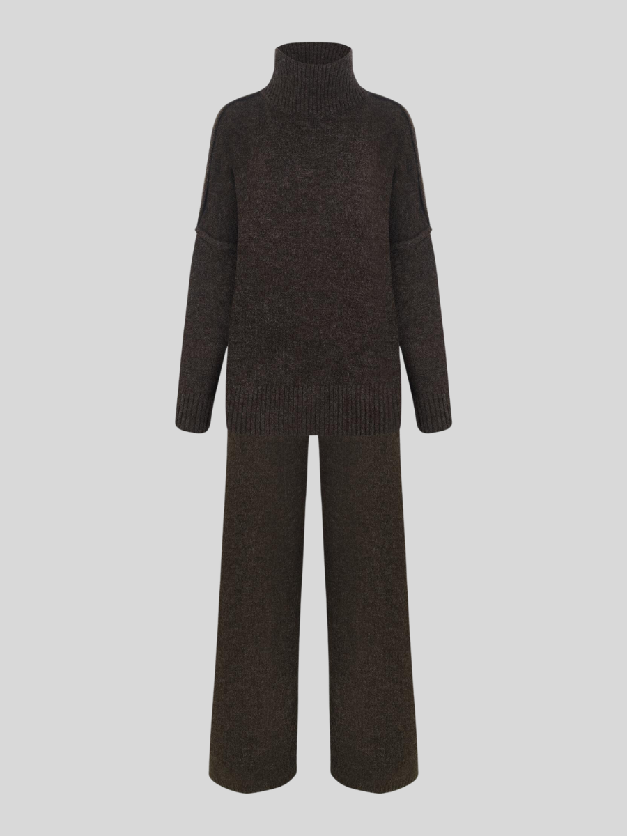 Turtleneck Knit Pants Set