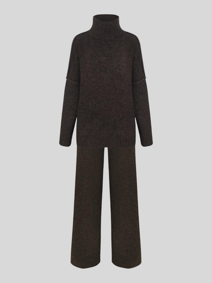 Turtleneck Knit Pants Set