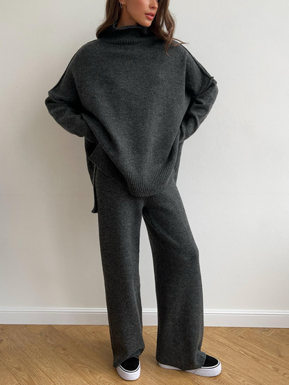 Turtleneck Knit Pants Set