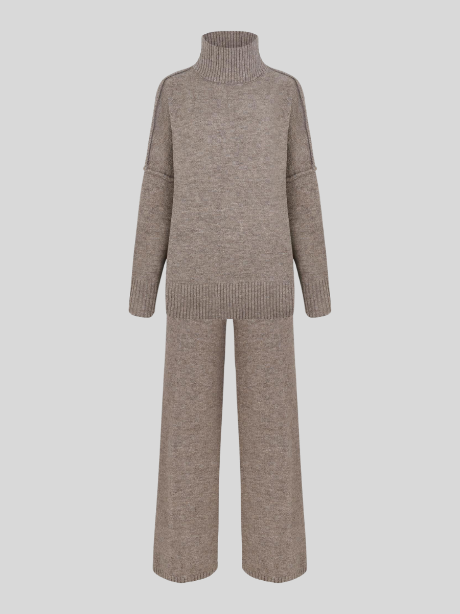 Turtleneck Knit Pants Set