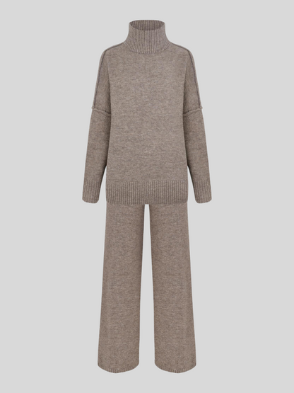 Turtleneck Knit Pants Set