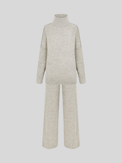 Turtleneck Knit Pants Set