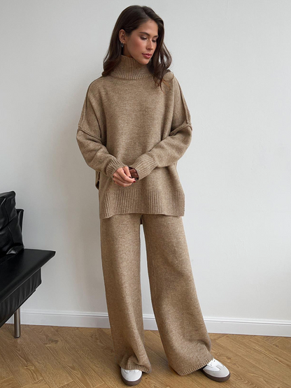 Turtleneck Knit Pants Set